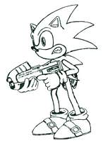 coloriage sonic et son arme
